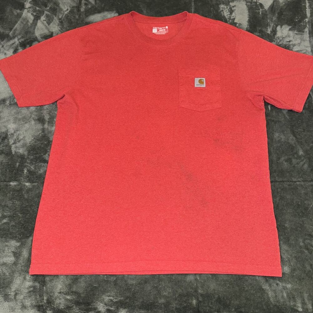 Carhartt Loose Fit T-Shirt Mens Large Red Short Sleeve Pocket Crew Neck Pullover